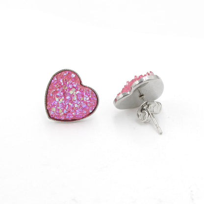 1 Pair Simple Style Heart Shape Stainless Steel Resin Ear Studs