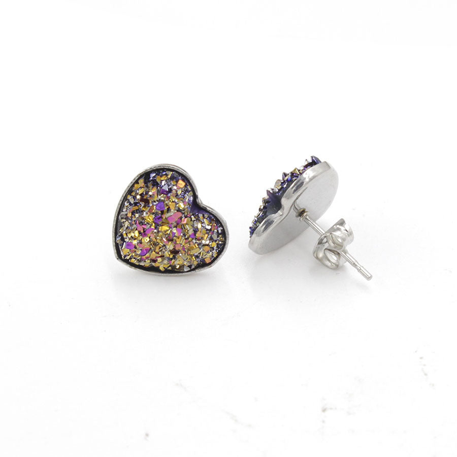 1 Pair Simple Style Heart Shape Stainless Steel Resin Ear Studs