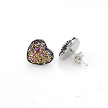 1 Pair Simple Style Heart Shape Stainless Steel Resin Ear Studs