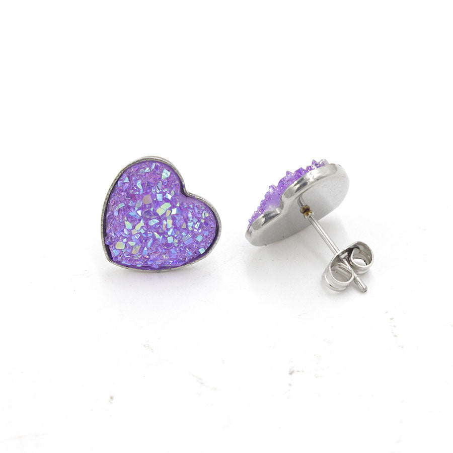 1 Pair Simple Style Heart Shape Stainless Steel Resin Ear Studs