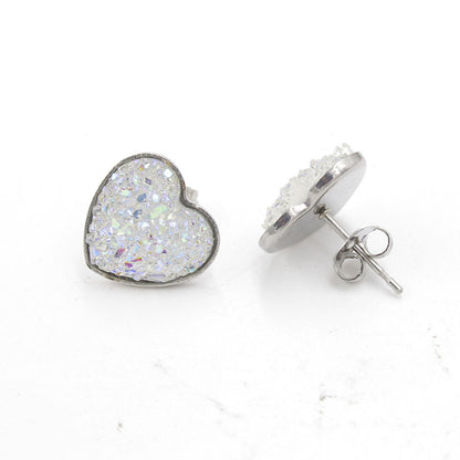 1 Pair Simple Style Heart Shape Stainless Steel Resin Ear Studs