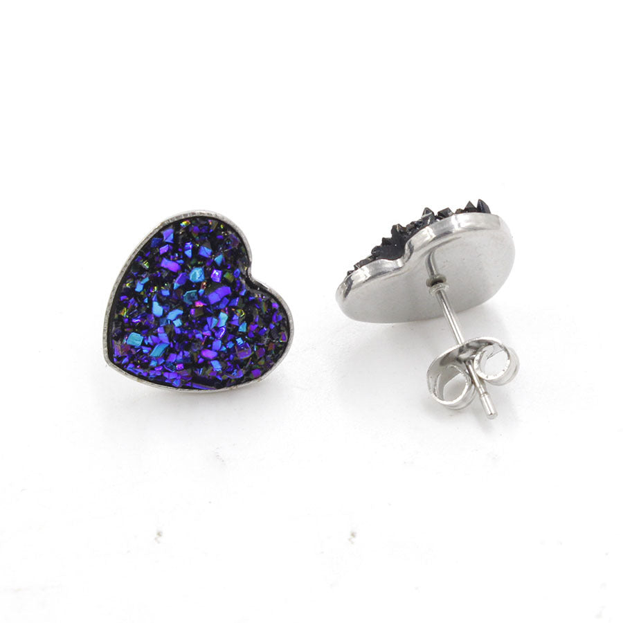 1 Pair Simple Style Heart Shape Stainless Steel Resin Ear Studs