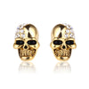 1 Pair Retro Punk Skull Plating Inlay Alloy Rhinestones 18k Gold Plated Rose Gold Plated Ear Studs