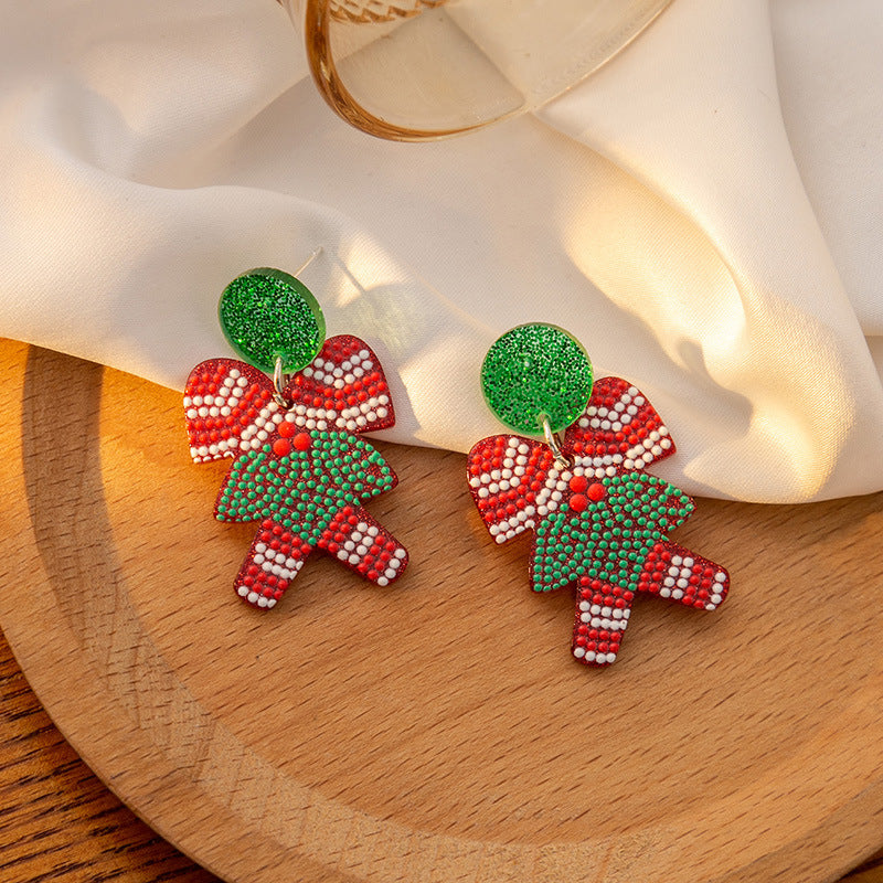 1 Pair Cute Santa Claus Christmas Socks Snowflake Plating Arylic Drop Earrings