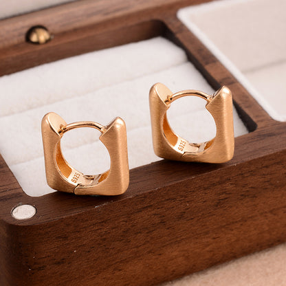 1 Pair Simple Style Square Plating Copper Silver Plated Earrings