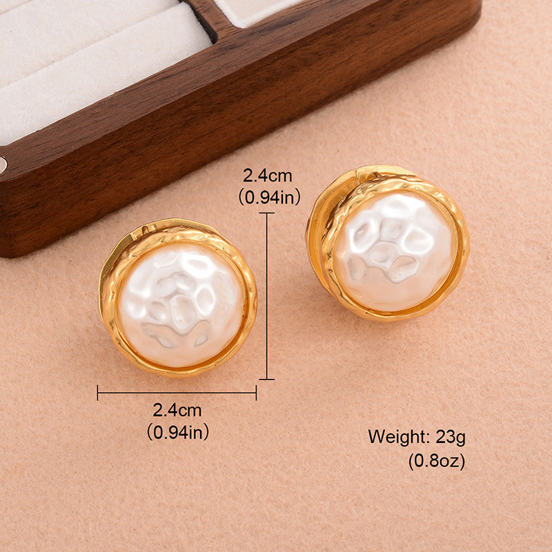 1 Pair Simple Style Classic Style Round Inlay Copper Alloy Pearl 18k Gold Plated Ear Studs