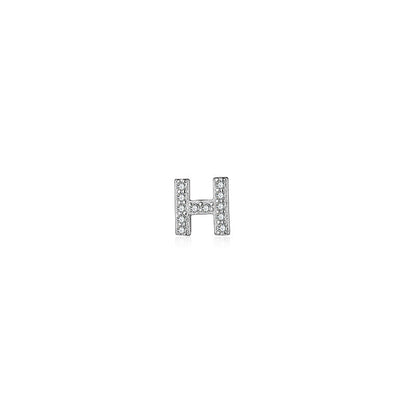 1 Piece Simple Style Letter Plating Inlay Sterling Silver Zircon White Gold Plated Ear Studs