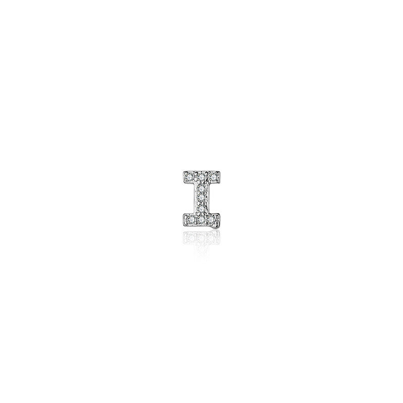 1 Piece Simple Style Letter Plating Inlay Sterling Silver Zircon White Gold Plated Ear Studs