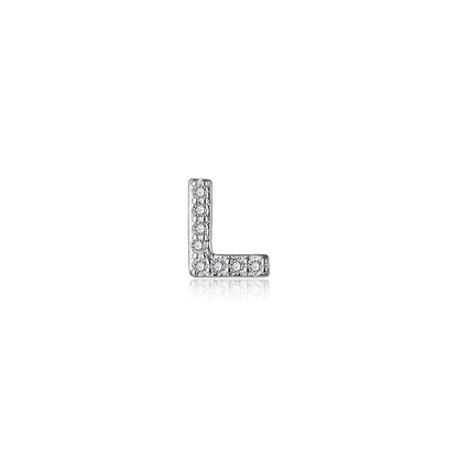 1 Piece Simple Style Letter Plating Inlay Sterling Silver Zircon White Gold Plated Ear Studs