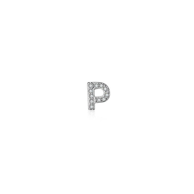 1 Piece Simple Style Letter Plating Inlay Sterling Silver Zircon White Gold Plated Ear Studs