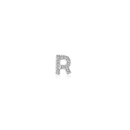 1 Piece Simple Style Letter Plating Inlay Sterling Silver Zircon White Gold Plated Ear Studs