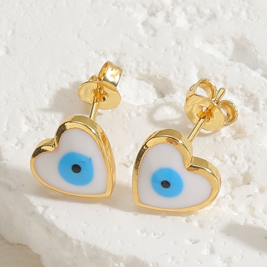 1 Pair Casual Cute Sweet Devil's Eye Epoxy Plating Inlay Copper Zircon 14k Gold Plated Ear Studs