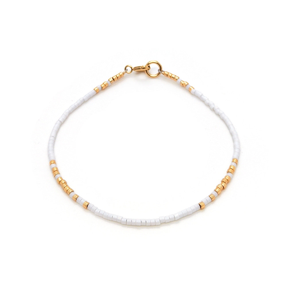 Ig Style Simple Style Round Seed Bead Copper Beaded Knitting Plating 18k Gold Plated Women's Bracelets