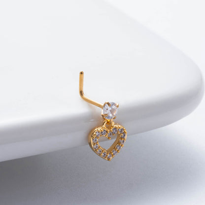 Basic Classic Style Heart Shape Flower Butterfly Stainless Steel Plating Inlay Zircon 18k Gold Plated Nose Studs