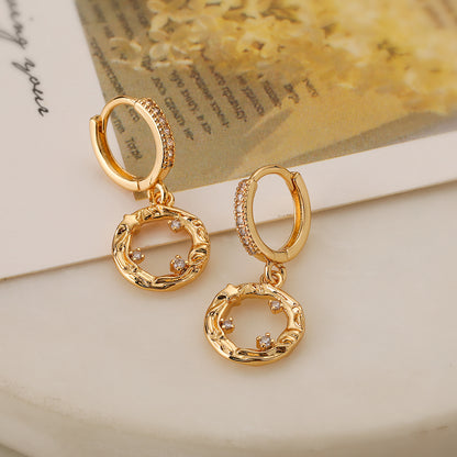 1 Pair Simple Style Commute Geometric Plating Inlay Copper Zircon 18k Gold Plated Drop Earrings