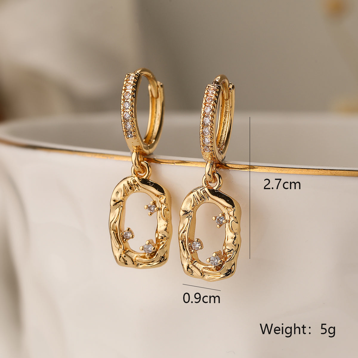 1 Pair Simple Style Commute Geometric Plating Inlay Copper Zircon 18k Gold Plated Drop Earrings