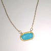 Ig Style Oval Copper Plating Inlay Turquoise Zircon 18k Gold Plated Pendant Necklace