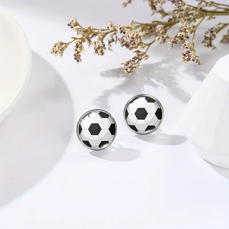 Wholesale Jewelry Sports Korean Style Billiards Basketball Football Alloy Ear Studs