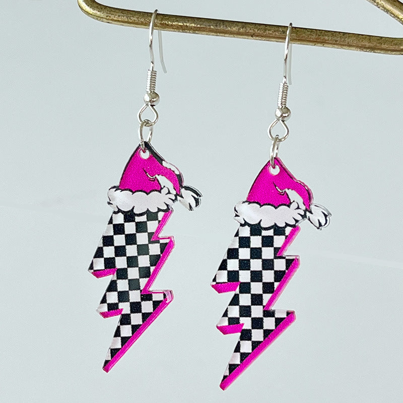 1 Pair Casual Christmas Tree Santa Claus Lightning Arylic Iron Drop Earrings