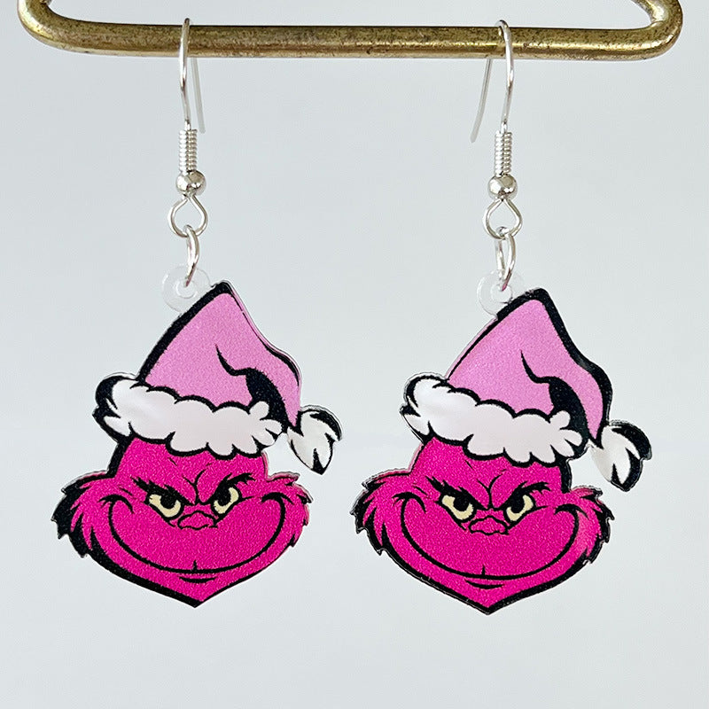 1 Pair Casual Christmas Tree Santa Claus Lightning Arylic Iron Drop Earrings