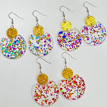 1 Pair Casual Round Arylic Iron Drop Earrings