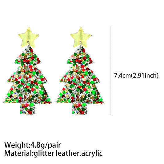 1 Pair Ig Style Christmas Tree Star Sequins Arylic Drop Earrings