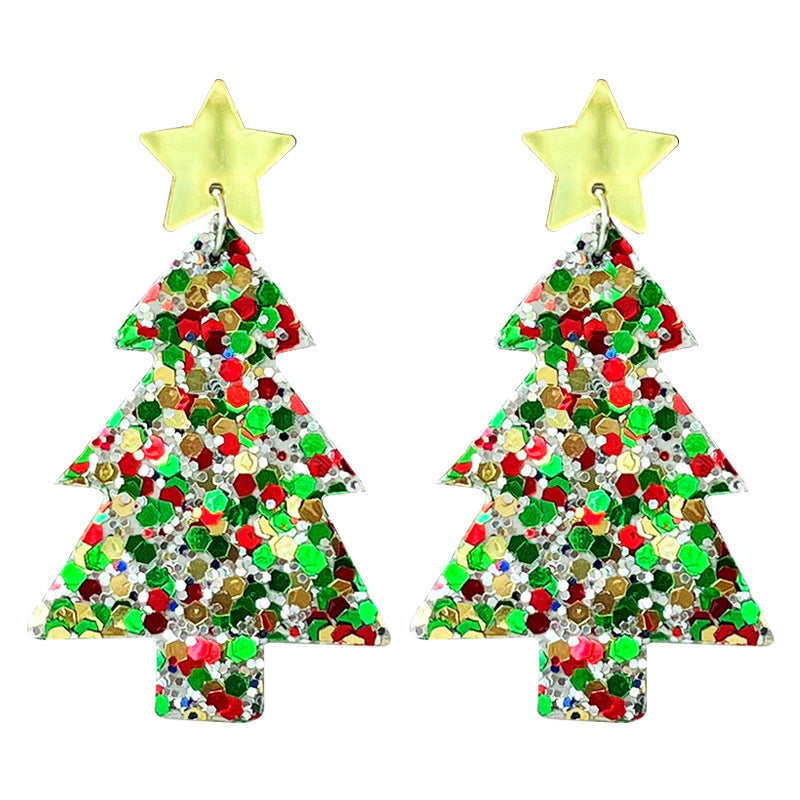 1 Pair Ig Style Christmas Tree Star Sequins Arylic Drop Earrings