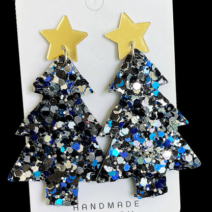 1 Pair Ig Style Christmas Tree Star Sequins Arylic Drop Earrings