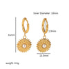 1 Pair Simple Style Sunflower Round Polishing Plating Inlay Stainless Steel Artificial Gemstones 18k Gold Plated Drop Earrings