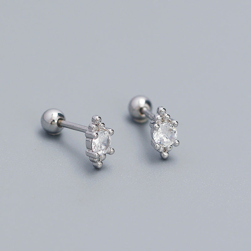 1 Pair Ig Style Simple Style Oval Plating Inlay Sterling Silver Zircon Ear Studs