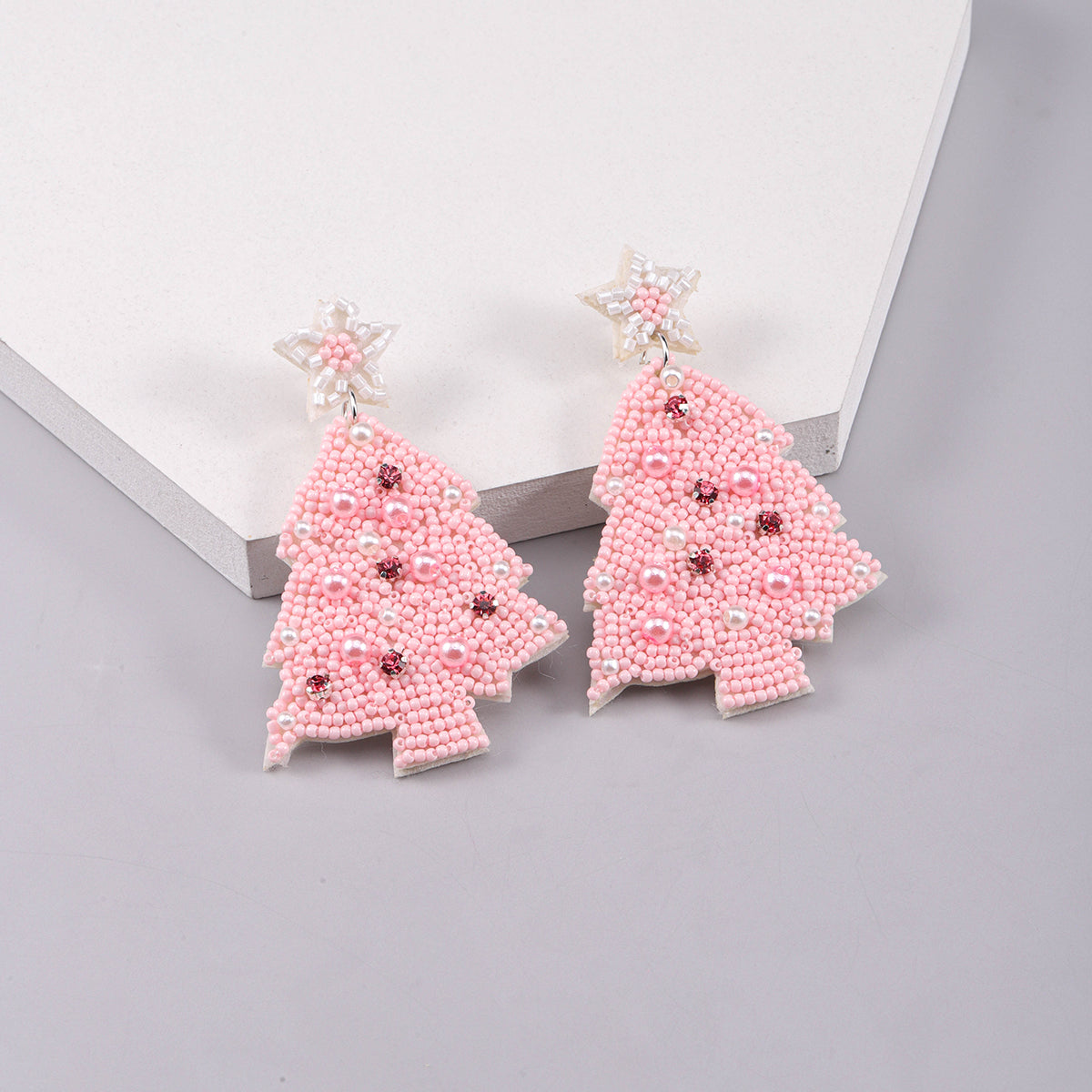 Simple Style Classic Style Christmas Tree Inlay Plastic Cloth Glass Rhinestones Silver Plated Drop Earrings