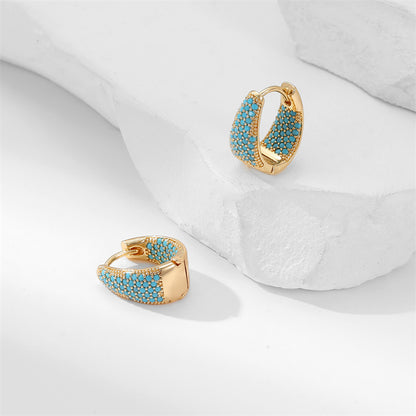 1 Pair Sweet Colorful Plating Inlay Copper Zircon Gold Plated Earrings