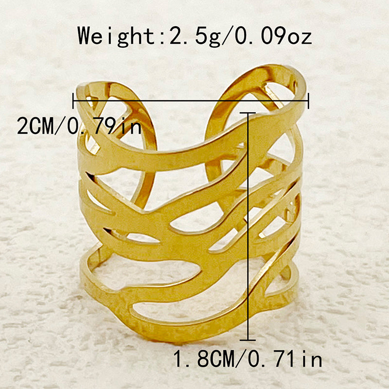 Vacation Simple Style Artistic Solid Color Stainless Steel Plating Gold Plated Open Rings