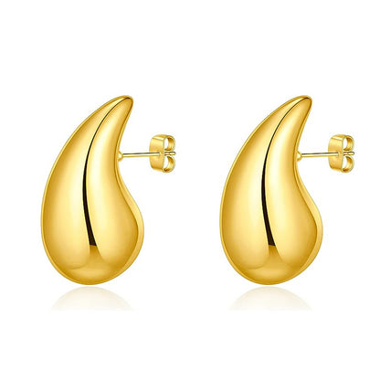 1 Pair Lady Water Droplets Plating Inlay Stainless Steel Artificial Diamond 18k Gold Plated Ear Studs