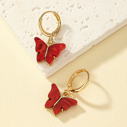 1 Pair Elegant Commute Butterfly Inlay Arylic Alloy Ferroalloy Glass 14k Gold Plated Drop Earrings