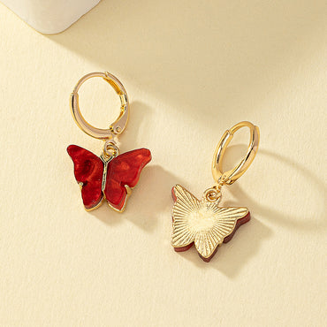 1 Pair Elegant Commute Butterfly Inlay Arylic Alloy Ferroalloy Glass 14k Gold Plated Drop Earrings