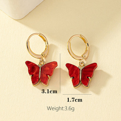 1 Pair Elegant Commute Butterfly Inlay Arylic Alloy Ferroalloy Glass 14k Gold Plated Drop Earrings