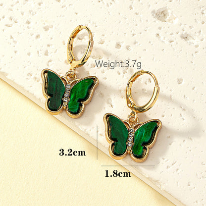 1 Pair Elegant Commute Butterfly Inlay Arylic Alloy Ferroalloy Glass 14k Gold Plated Drop Earrings