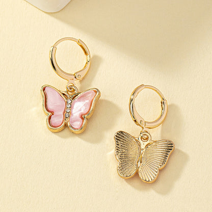 1 Pair Elegant Commute Butterfly Inlay Arylic Alloy Ferroalloy Glass 14k Gold Plated Drop Earrings