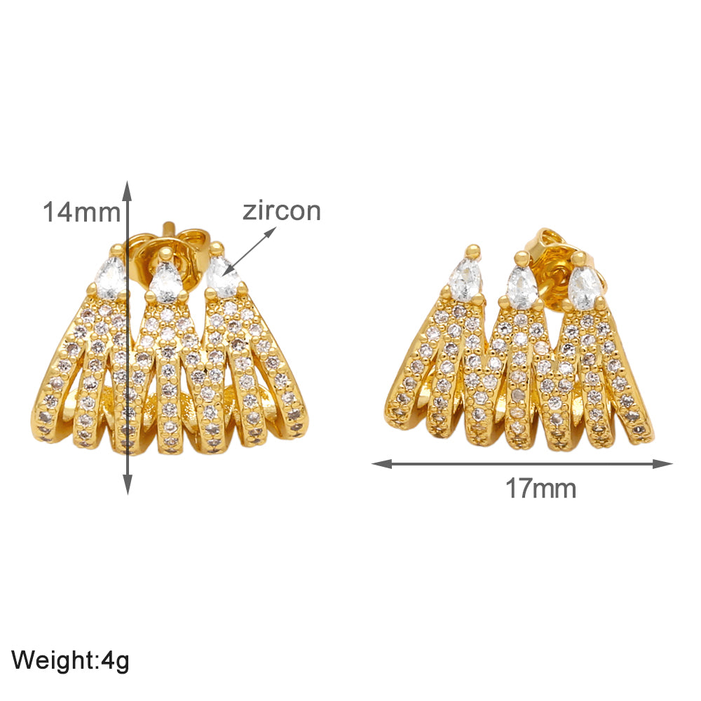 1 Pair Simple Style Solid Color Plating Inlay Copper Zircon 18k Gold Plated Ear Cuffs Ear Studs