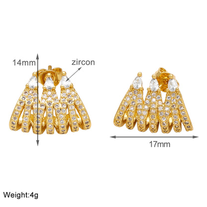 1 Pair Simple Style Solid Color Plating Inlay Copper Zircon 18k Gold Plated Ear Cuffs Ear Studs