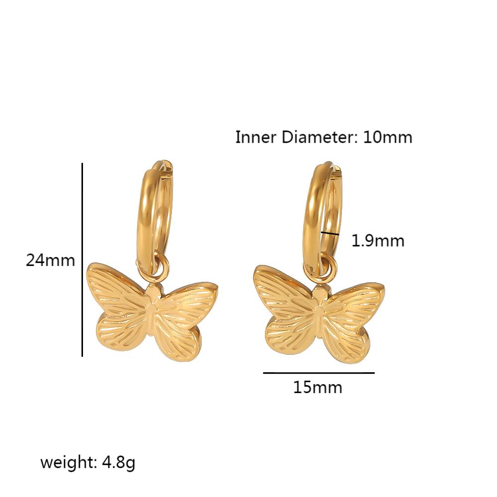 1 Pair Vintage Style Sun Bee Butterfly Polishing Plating Stainless Steel 18k Gold Plated Drop Earrings