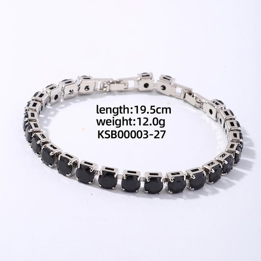 Hip-hop Vintage Style Simple Style Solid Color Copper Plating Inlay Zircon Silver Plated Bracelets