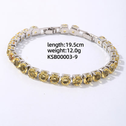 Hip-hop Vintage Style Simple Style Solid Color Copper Plating Inlay Zircon Silver Plated Bracelets