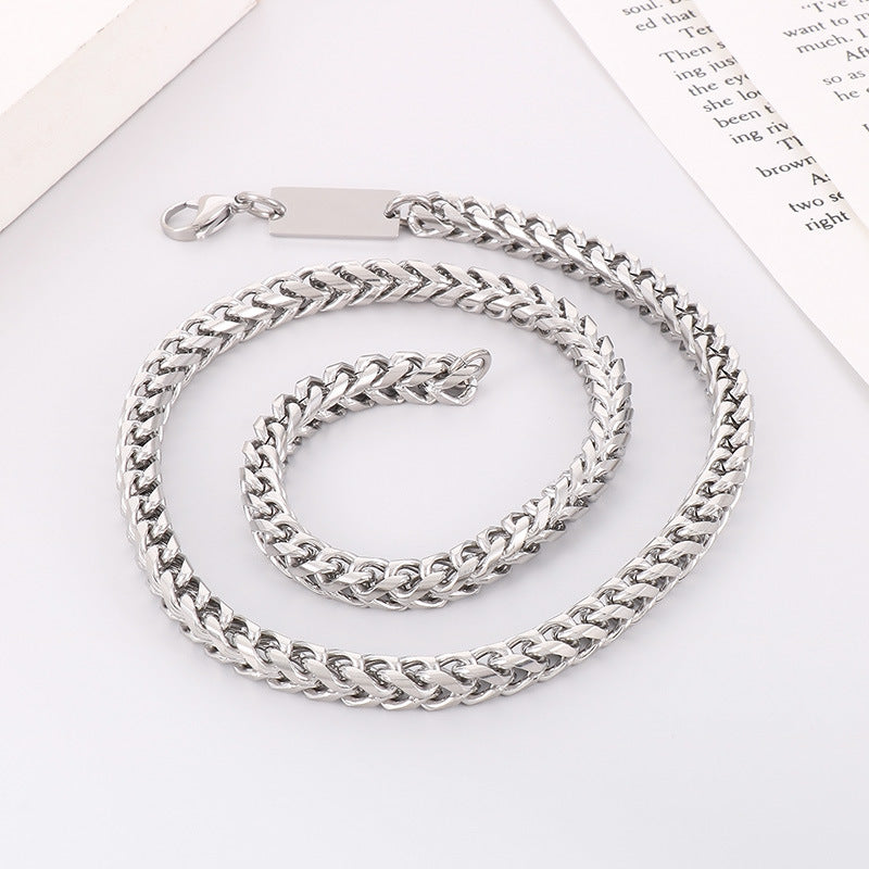 Punk Solid Color Titanium Steel Plating Chain Bracelets Necklace