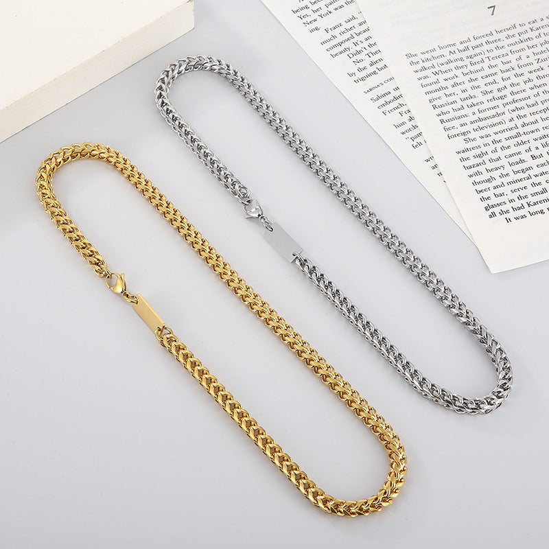 Punk Solid Color Titanium Steel Plating Chain Bracelets Necklace