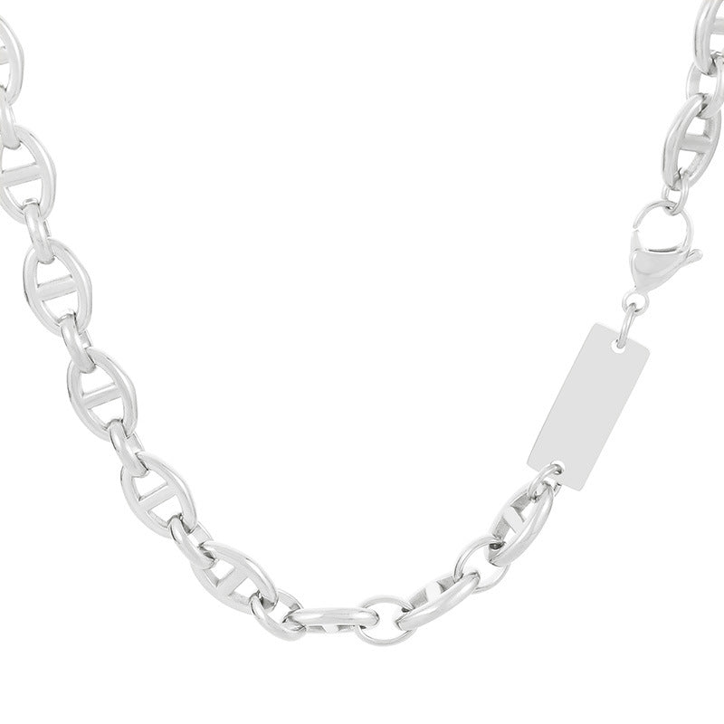 Punk Oval Titanium Steel Plating Chain Bracelets Necklace