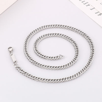 Punk Solid Color Titanium Steel Plating Chain Bracelets Necklace