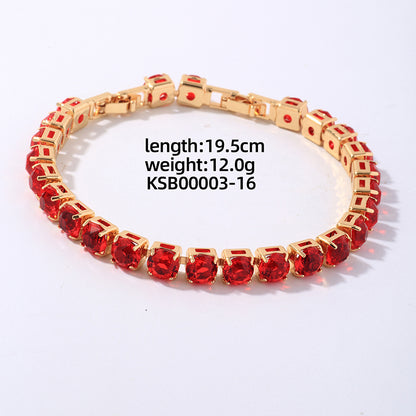 Hip-hop Vintage Style Simple Style Solid Color Copper Plating Inlay Zircon Gold Plated Bracelets