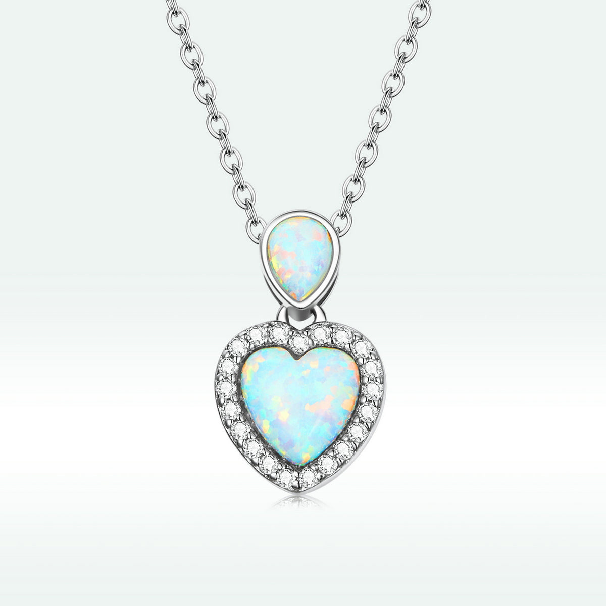 Casual Heart Shape Sterling Silver Plating Inlay Zircon White Gold Plated Necklace